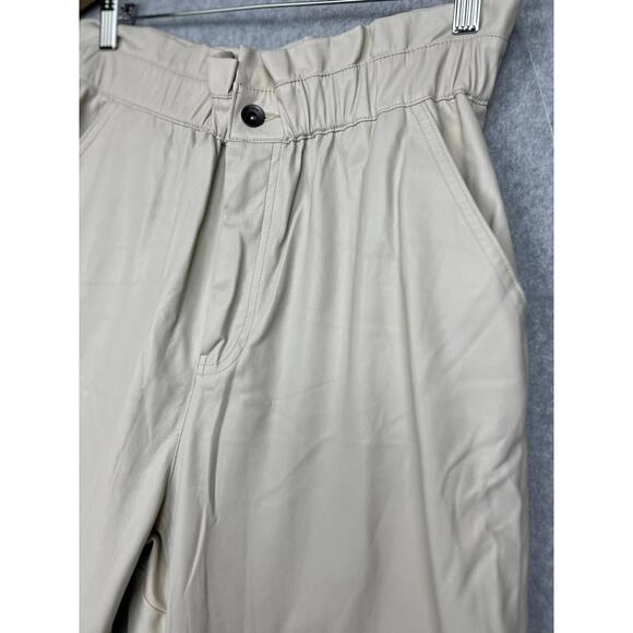 90s Zara High Waist Paper Bag Wide Leg Faux Leather Pants Womens Size 8 Oversize - Picture 4 of 12
